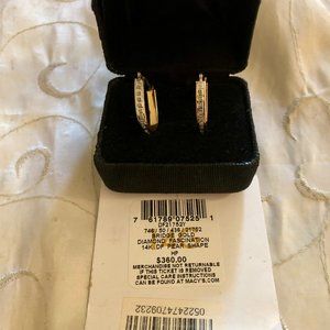 14k Yellow Gold Diamond Accent Pear-Shaped Hoops